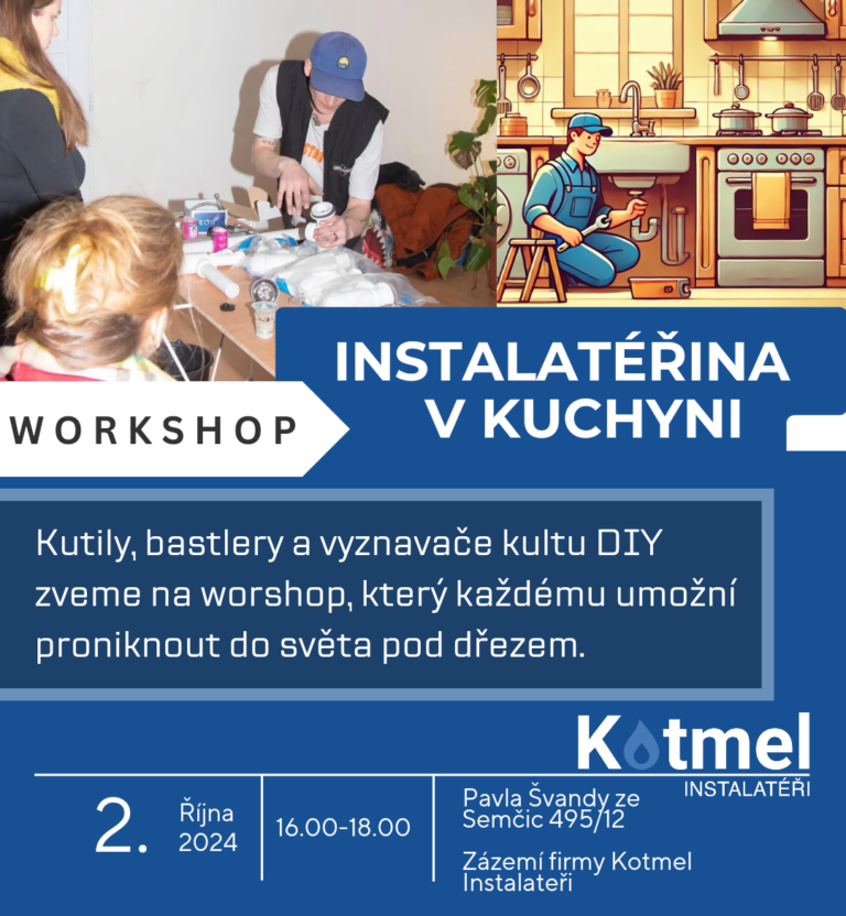 Pozvánka na workshop instalateřina v Kuchyni 2.10.2024